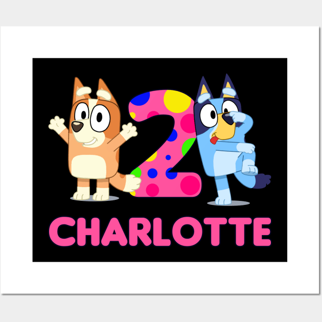 Bluey and Bingo charl 2 year Wall Art by Justine Nolanz